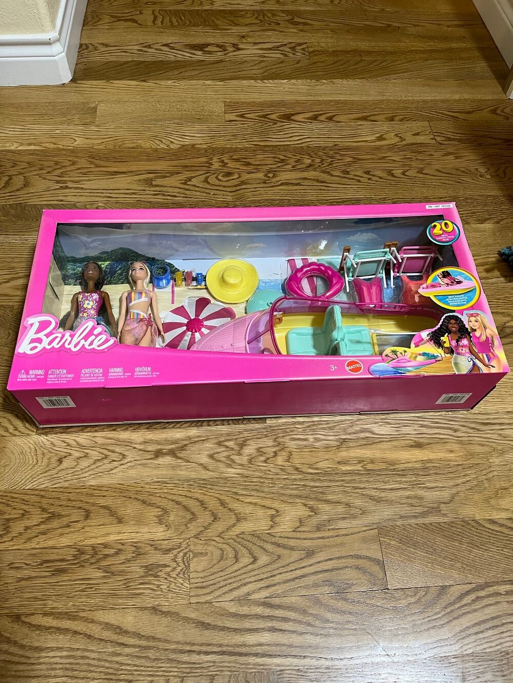Barbie Lake Adventure Playset Ski Boat 20+ Accessories Dolls Chairs Life Vests